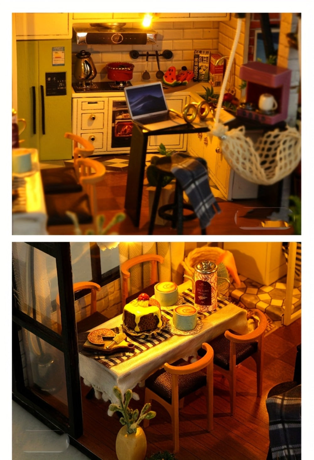 DIY Dollhouse Kit 2 Story with Dust Cover, Handmade Miniature House Model with Furniture Parts, No Glue No Batteries — image 