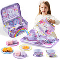 Purple Unicorn Tin Tea Set in Carry Case with Teapot, Four Cups, Four Saucers and Five Plates — image 14