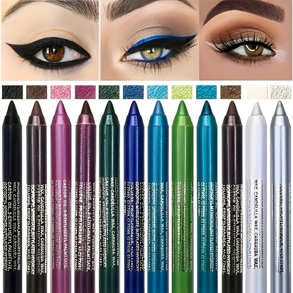 2-in-1 Eyeliner & Eyeshadow Pencil Set 12 Colors Matte Waterproof Smudge-Proof Blendable Eye, for Makeup, Travel and Everyday