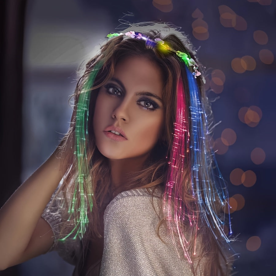 Light Up Flower Crown Headbands 36 Pack Bulk LED Fiber Optic Floral Tiara Glow Party Favors for Women Girls — image 8