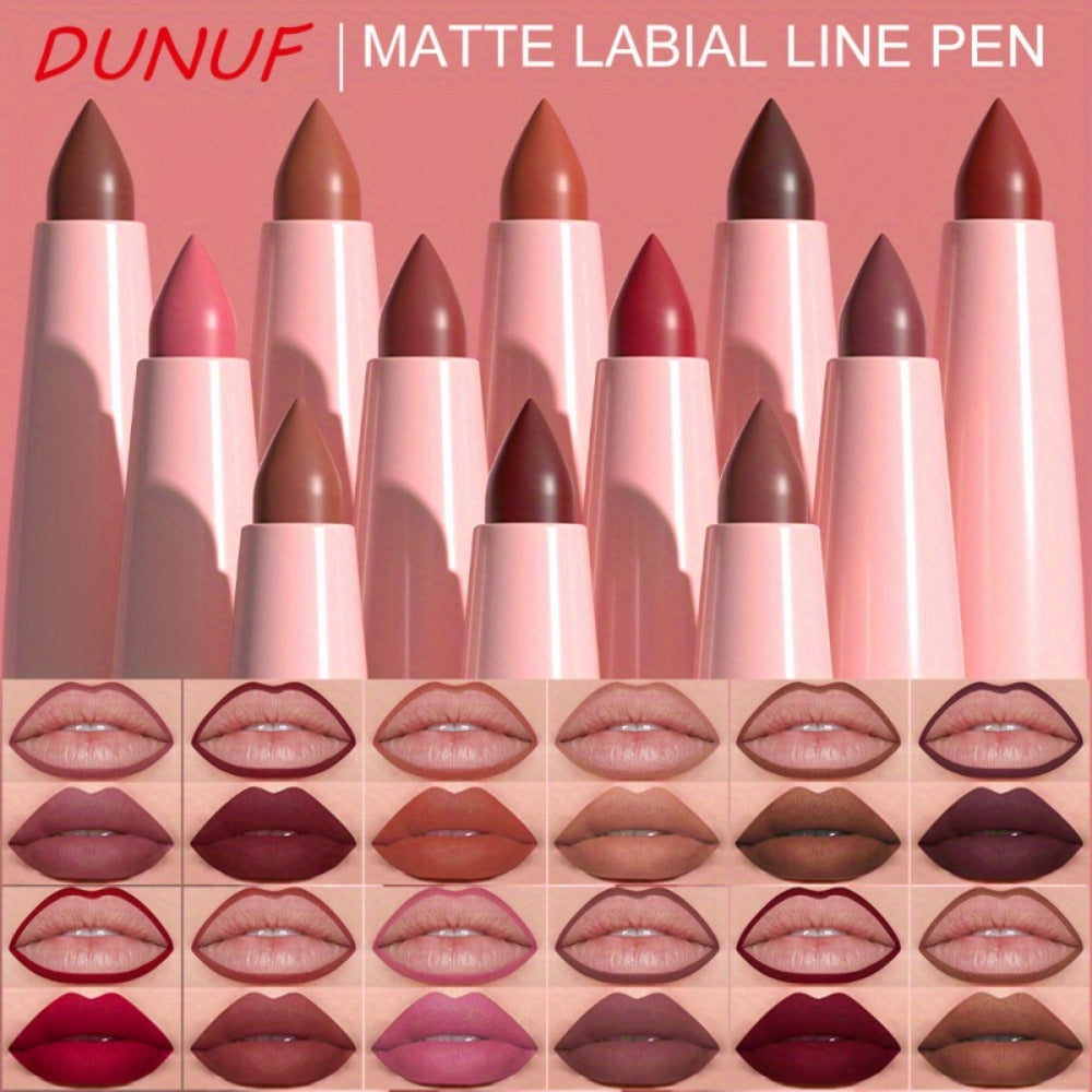 Waterproof Lip Liner Set 12 Pcs 2-in-1 Matte Lipstick Pencil Long Lasting Rich Pigment Smooth Glide Lip Color Kit Nude to Bol