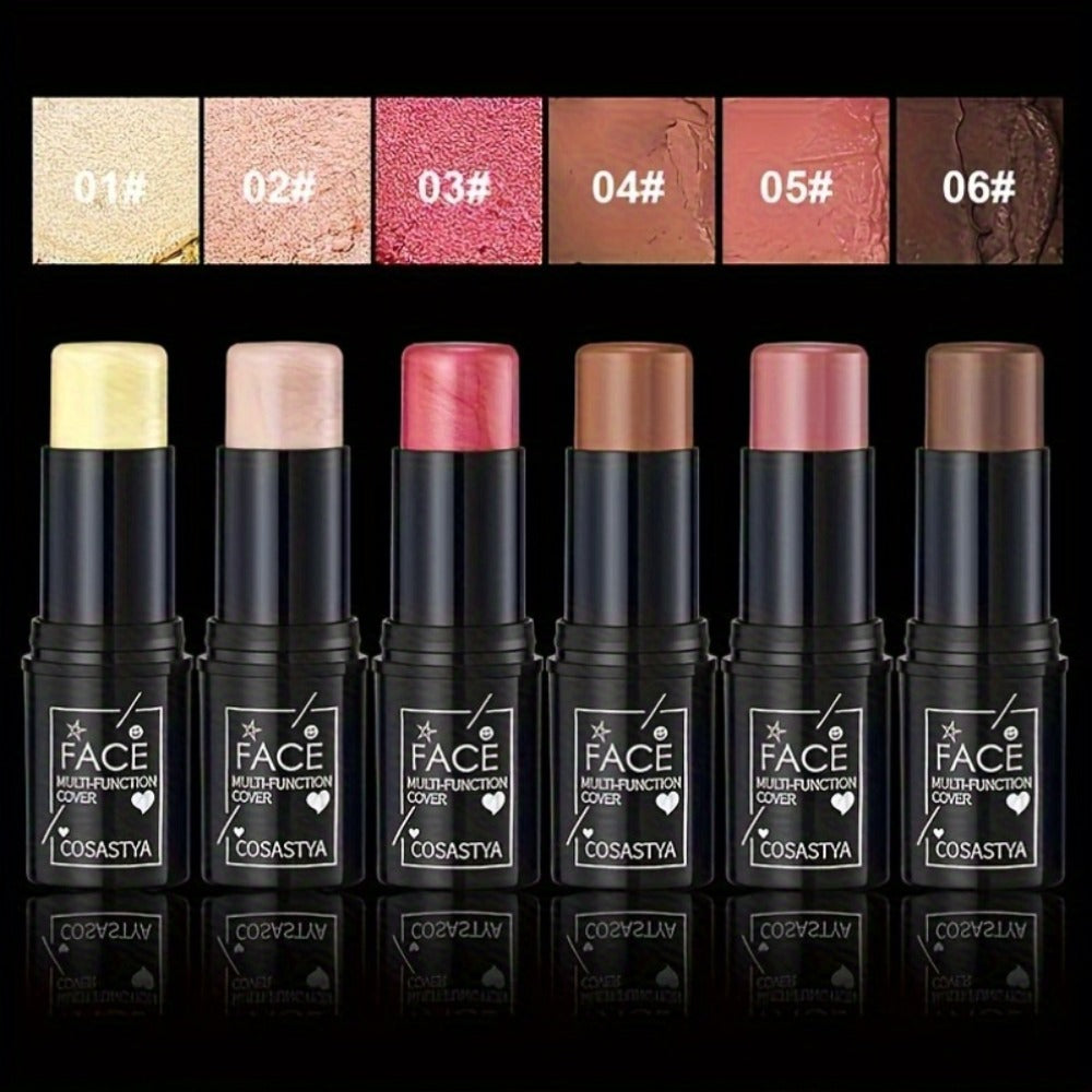 Blush Stick Makeup Set 6 Piece, 3-in-1 Waterproof Blush Eyeshadow Touch-Up Sticks, All-Day Glossy Shimmer — image 7