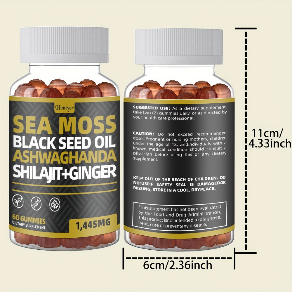 Sea Moss Gummies with Black Seed Oil, Ashwagandha, Shilajit, Elderberry, Chlorophyll, Turmeric & Bladderwrack — image 6