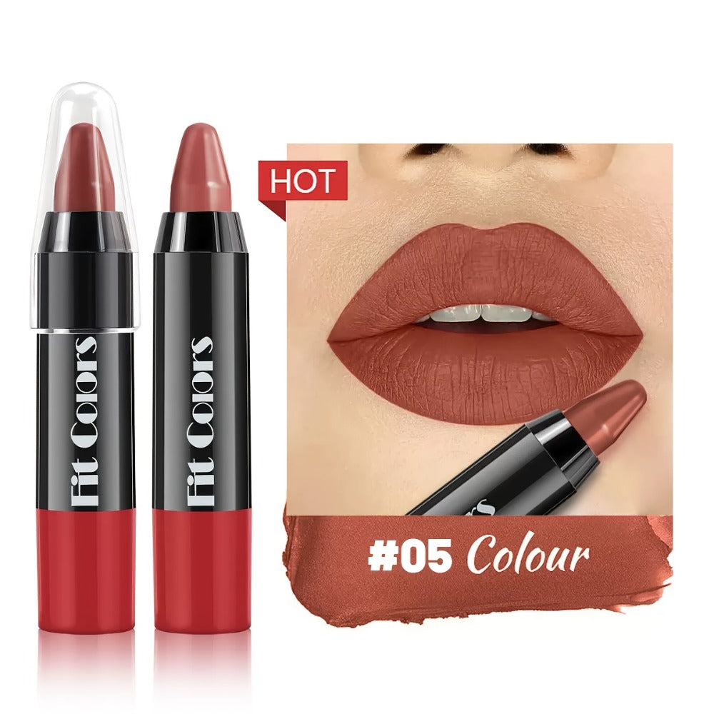 Squalane Crayon Lipstick Set 6 Pcs, Matte & Glossy Lip Pencil with Volumizing Formula, Easy Color Lip Liner for All Skin Type