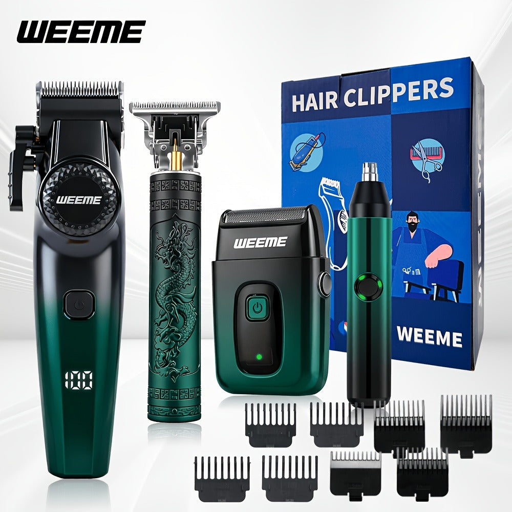 Men's Electric Grooming Kit 4-in-1 – Hair Clipper, Beard Trimmer, Electric Shaver & Nose Hair Trimmer Set, Gradient Design — 