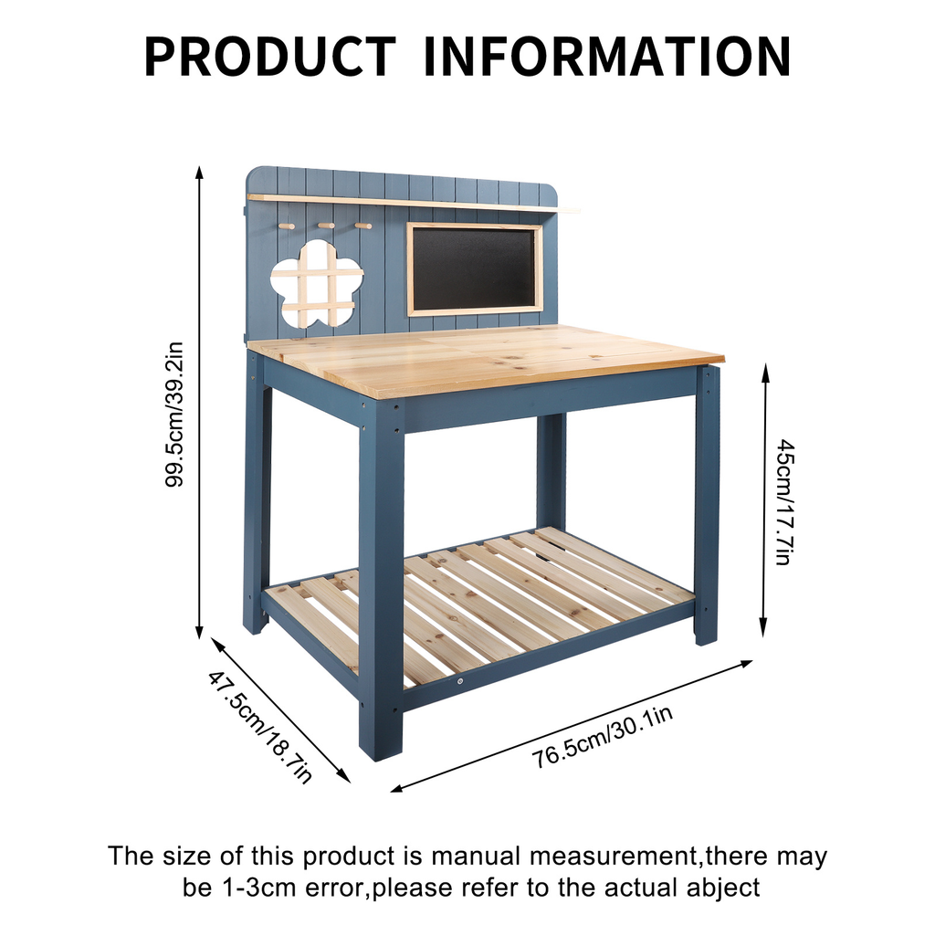 Potting Bench with Blackboard Removable Sink Hooks Double Shelf for Garden — image 20