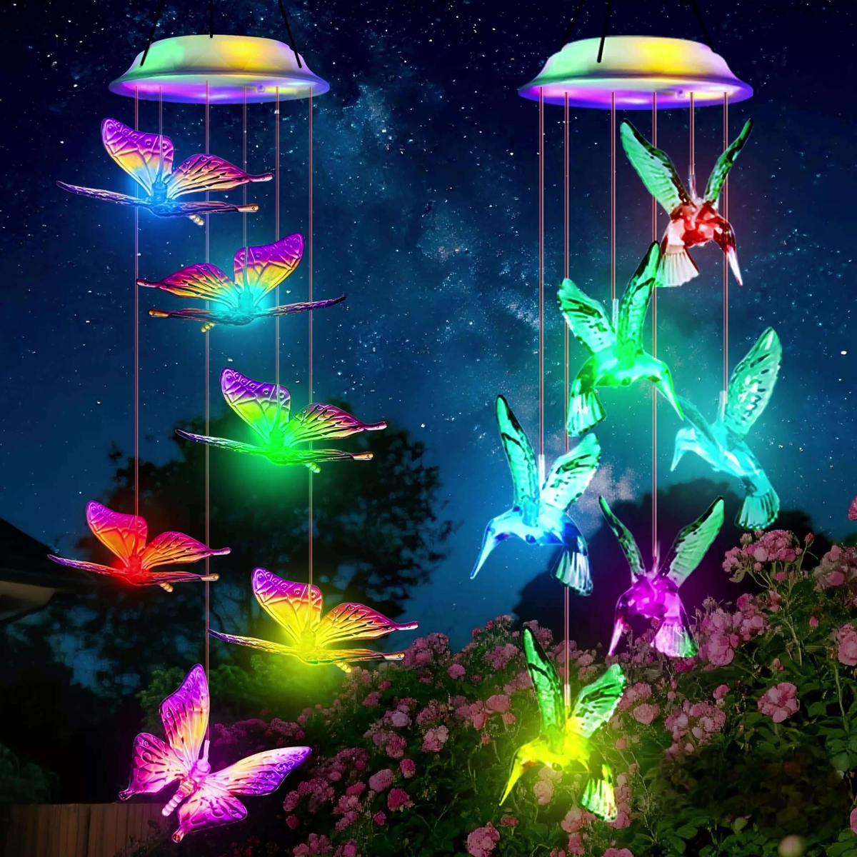 Solar Hummingbird Butterfly Pendant Light 6 LED Color, for Garden, Pathway and Patio Lighting — image 16