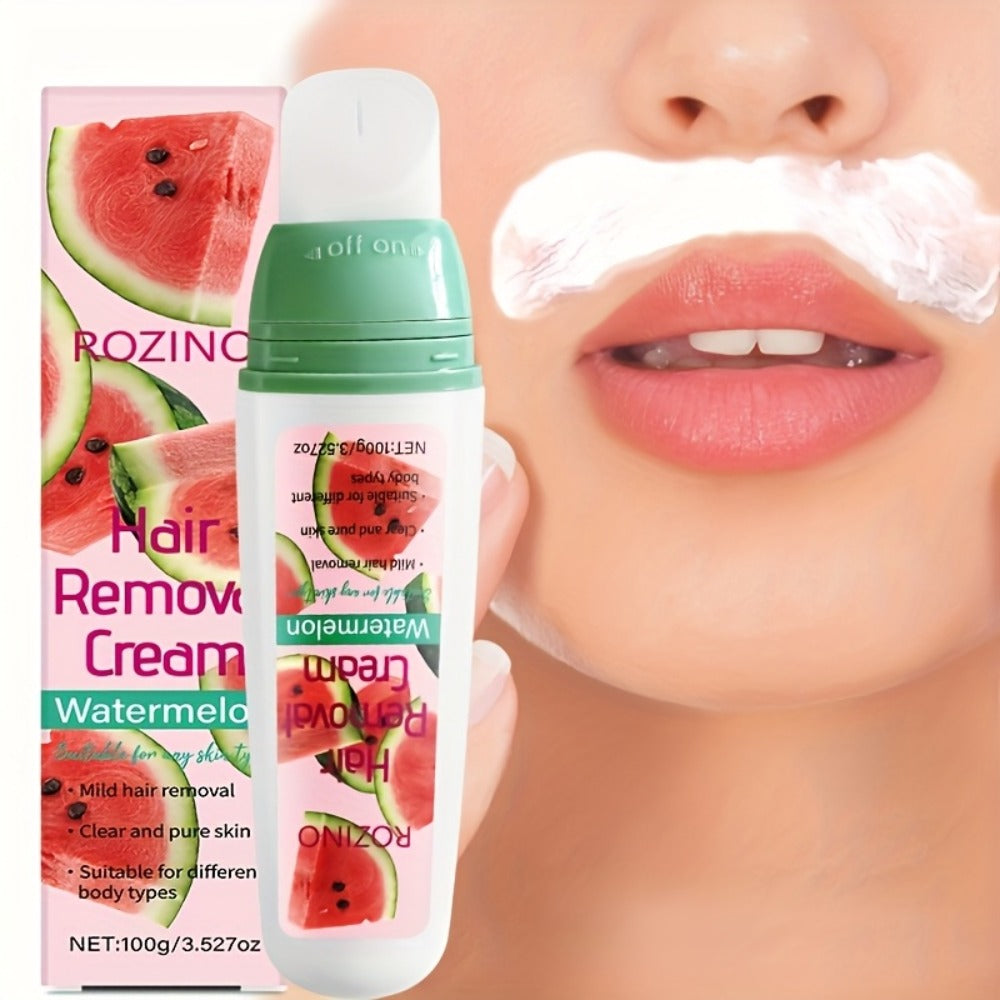 Hair Removal Cream ROZINO 100g Watermelon Roll-On Bottle with Carton for External Body Grooming — image 1