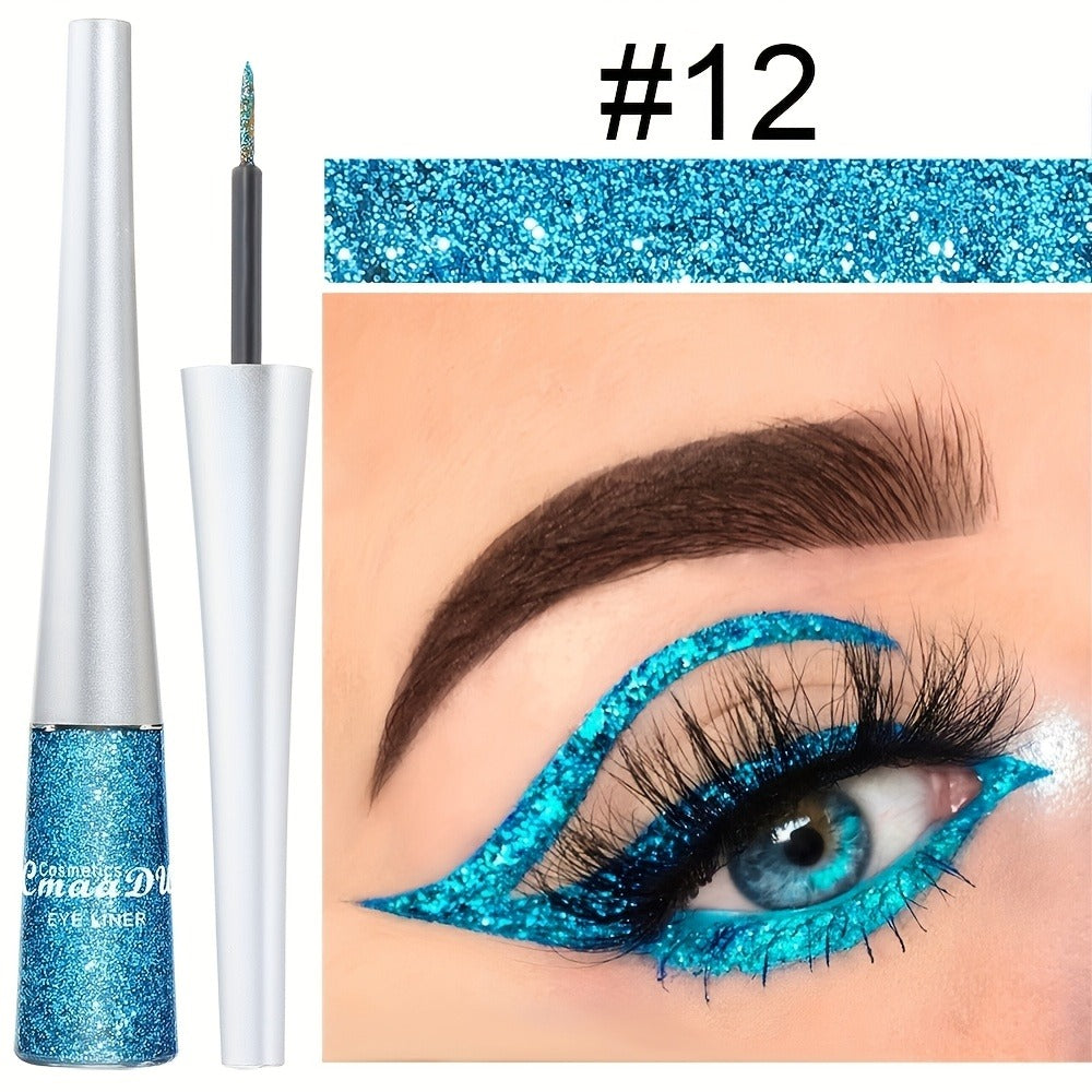 Glitter Liquid Eyeliner Set 16 Colors Waterproof Shimmer Metallic Eye Liner Pen Kit – Long-Lasting Smudge-Proof Sparkle Eye M