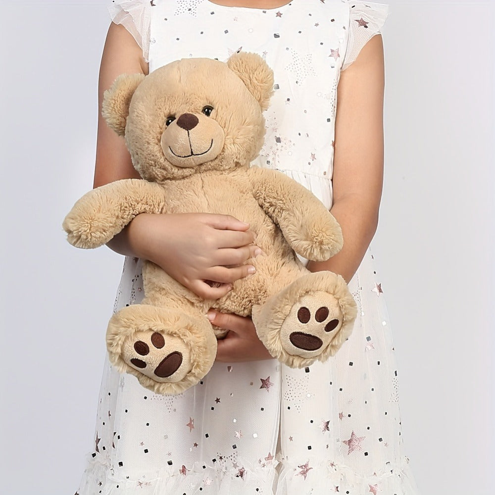 Plush Toy Soft Brown Teddy Bear in 10-Inch or 12-Inch Sizes with Classic Paw-Pad Details for Character Display, Room Decor an