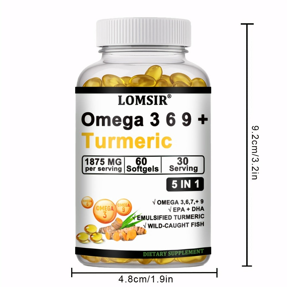 Omega 3-6-9 & Turmeric Softgels with DHA & EPA, Wild Fish Oil Blend, Emulsified Turmeric for Heart — image 7