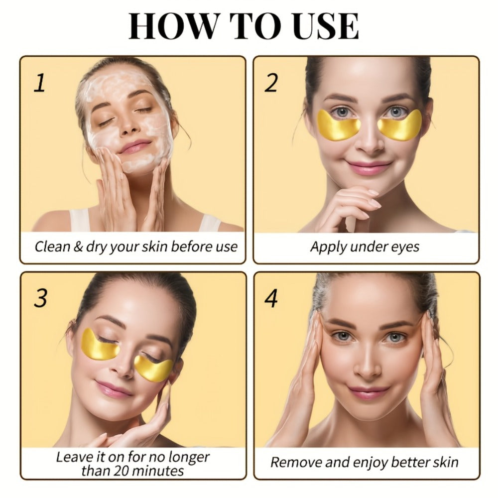 30-Pair ALIEORY Gold-Tone Under-Eye Patch Box with Individual Pouches and Collagen and Hyaluronic Acid Wording — image 9