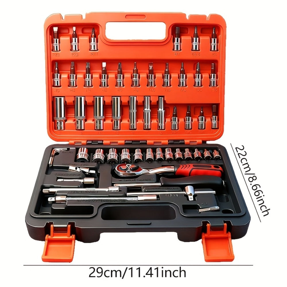 52-Piece Professional Tool Set – Multi-Function Home & Car Repair Toolkit with Portable Toolbox, Ideal Gift for DIY Enthusias