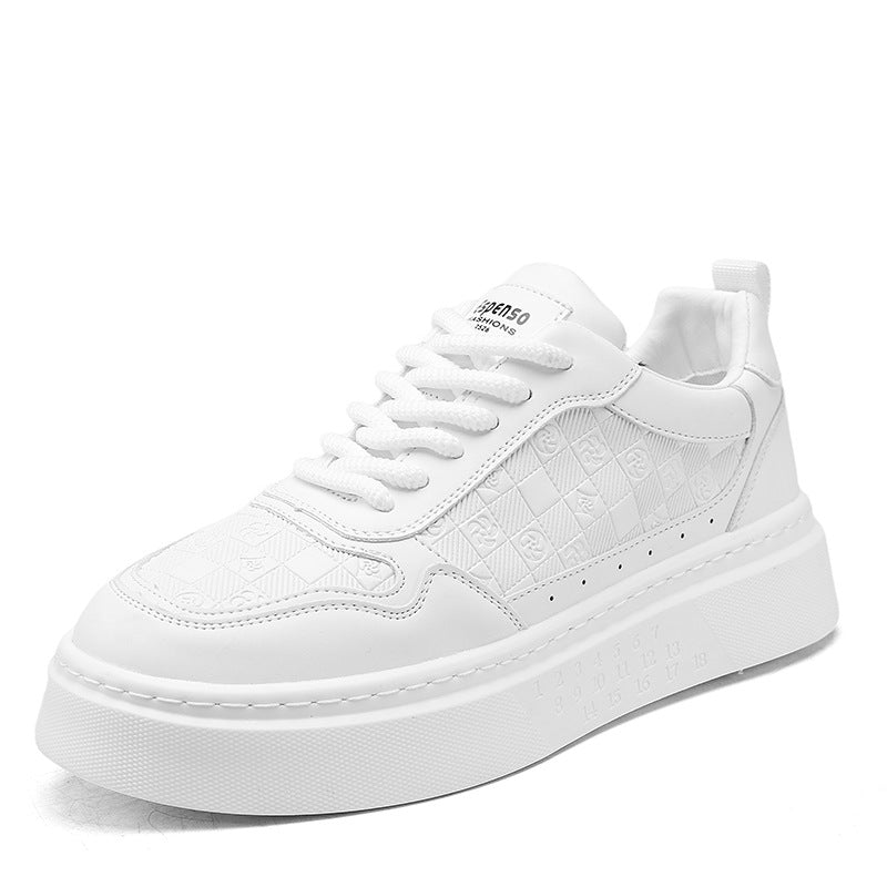 Mens Versatile Casual Height-increasing White Sneakers