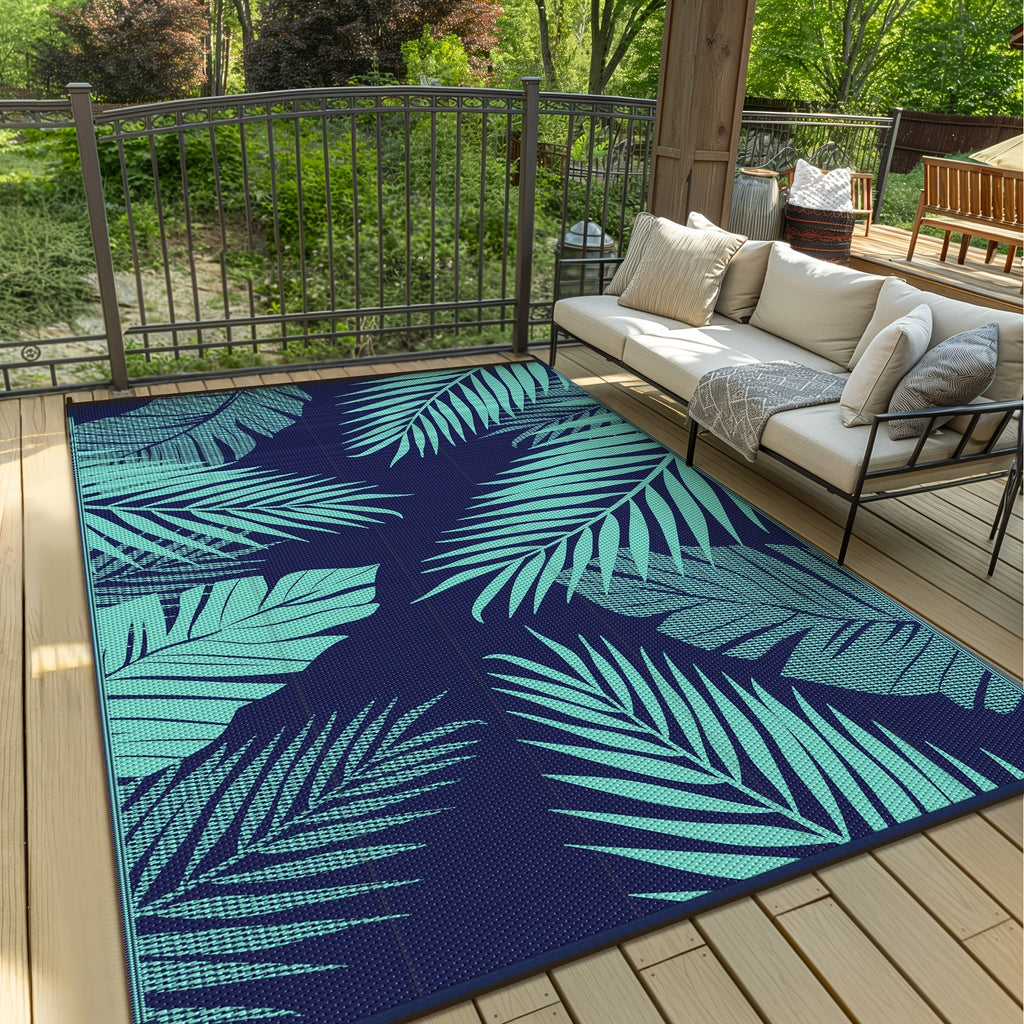 Outdoor Reversible Plastic Straw Rug for Patio Deck RV Camping – Waterproof UV-Resistant Lightweight Mat, Multiple Sizes & Co