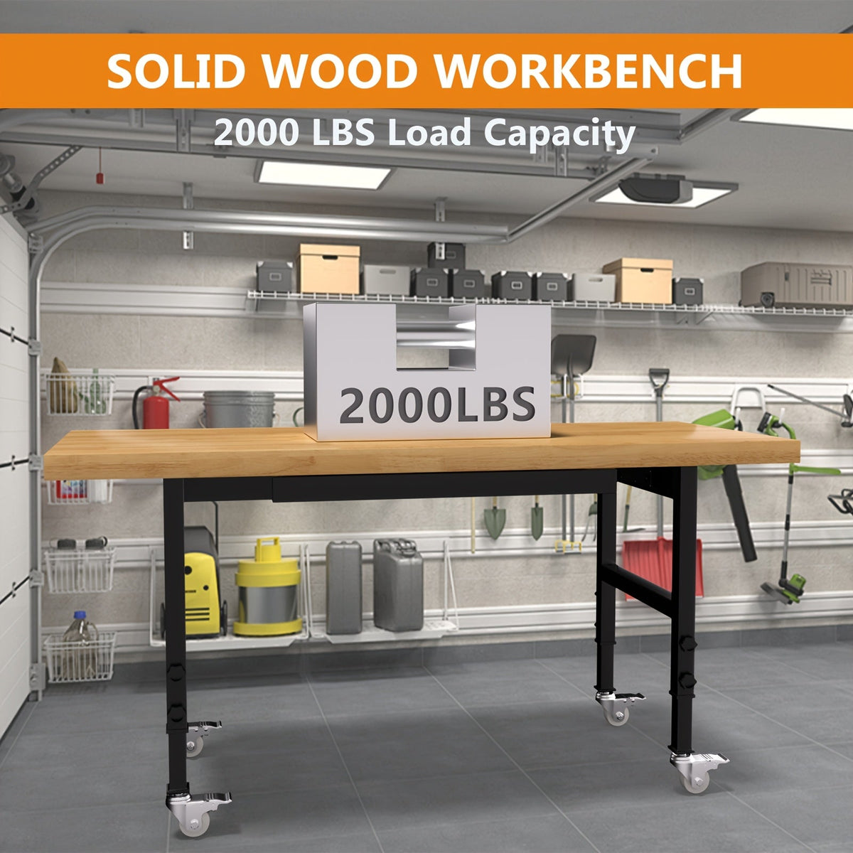 Wood-Top Rolling Workbench in 48, 60 or 70-Inch Lengths with Drawer and No-Drawer Checkout Options — image 3