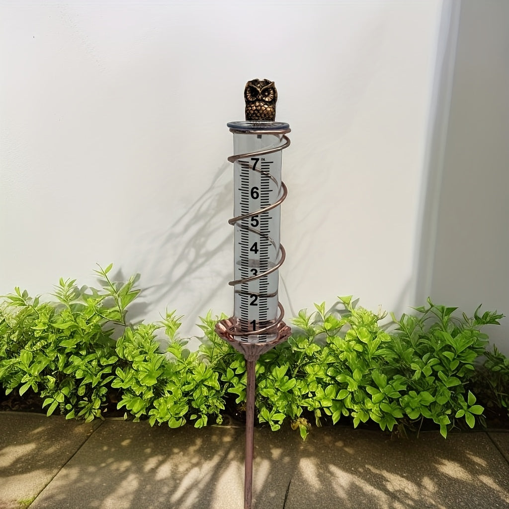 Rain Gauge | Owl Garden Art Metal Frame Outdoor Yard with Cleaning Brush — image 9