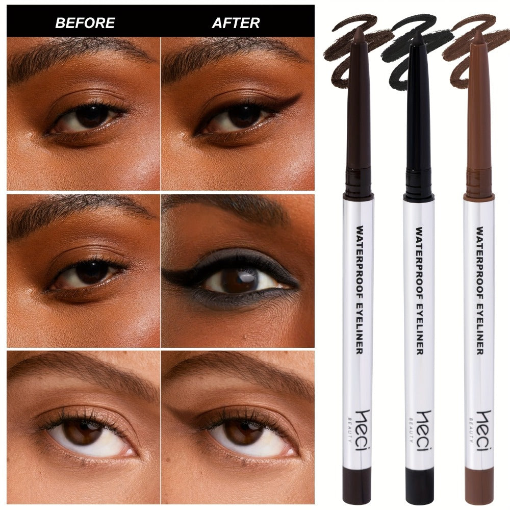 Three-Piece Matte Gel Eyeliner Pencil Set in Deep Brown, Medium Brown and Black for Eye Makeup — image 10