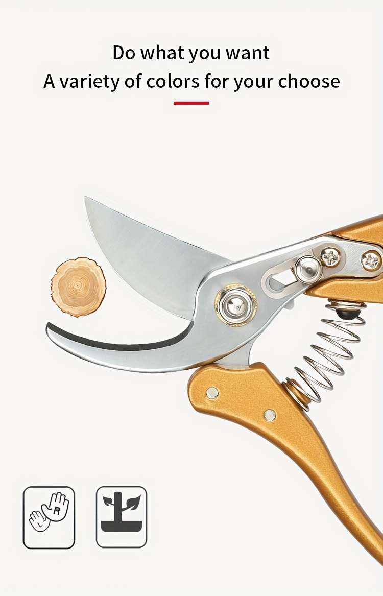 Bypass Pruning Shears with Curved Blade, Return Spring and Gold or Black Coated Handle Options — image 16