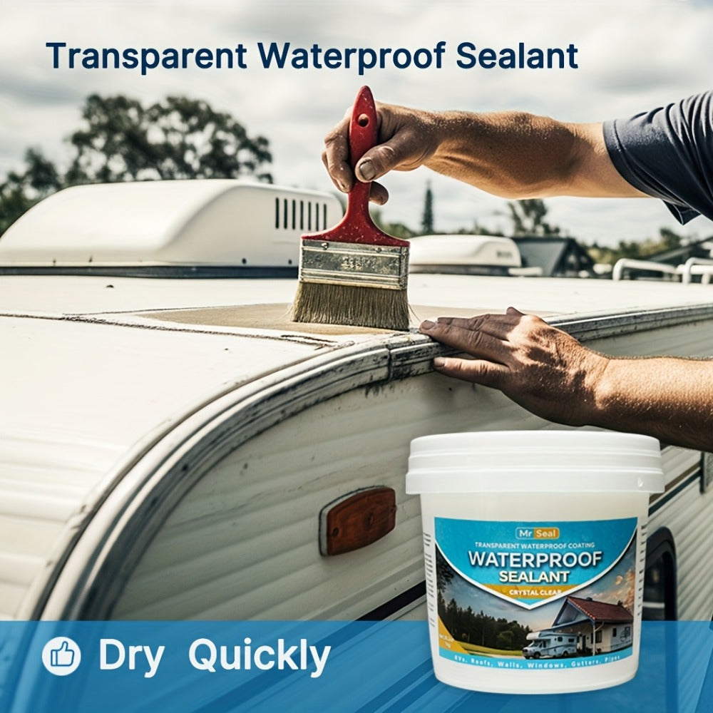 Clear Waterproof Sealant 1000g – Transparent Adhesive for Roof, RV, Wall, Pipe & Tile Leak Repair, Indoor & Outdoor, Includes