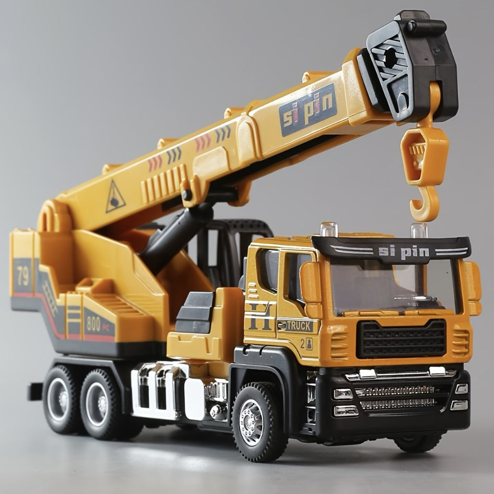 Die-Cast Construction Vehicle Toy Set, Mini Alloy Excavator, Dump Truck, Cement Mixer & Crane Trucks for Toddlers Boys Ages 3