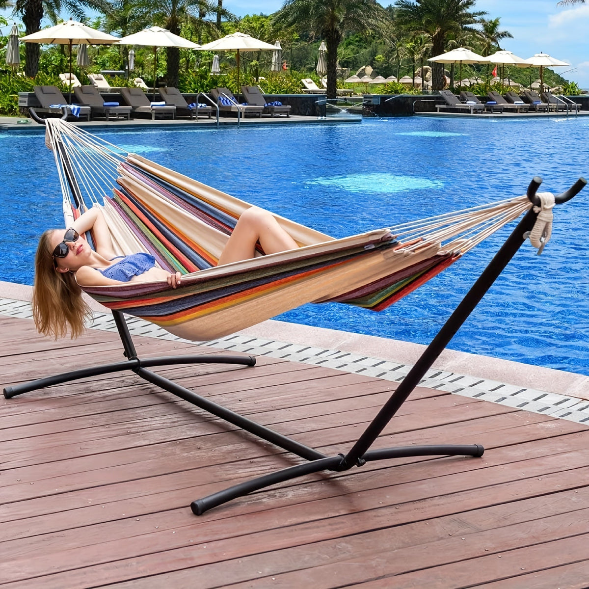 Hammock and Steel Stand Set with Pillow, Carry Case, Eight Colors and 450 lb Load-Limit Marking — image 2