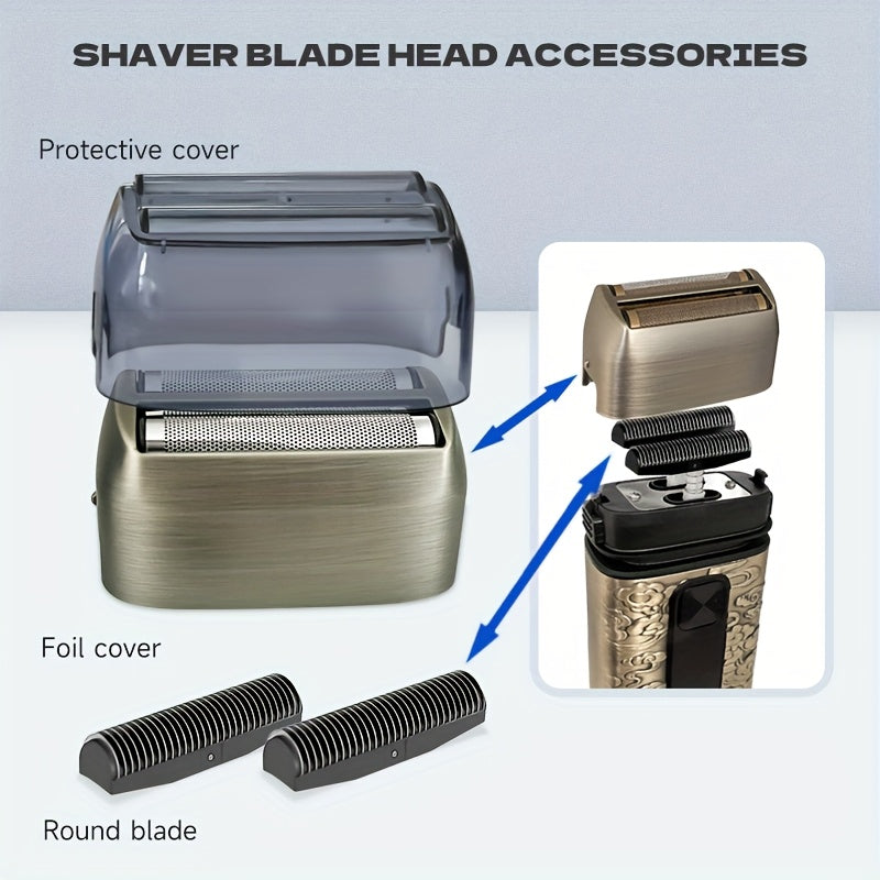 Cordless Electric Foil Shaver Grooming Kit for Men with Barber Shears Beard Mustache Trimmer Bald Head Razor Haircutting Set 