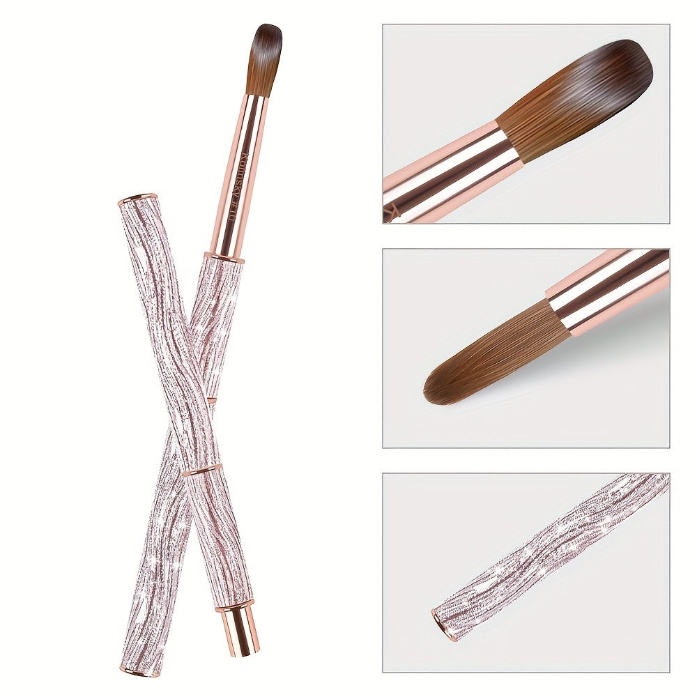 Kolinsky Nail Brush Pink Sparkling Metal Handle – Round Head Acrylic Nail Art Brush for Extensions & Manicure — image 11