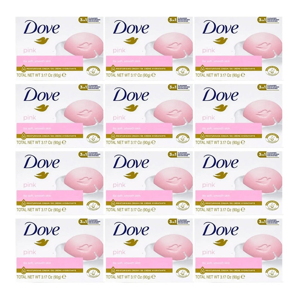 Dove Pink Rosa Beauty Bar Soap, 12 Individually Boxed 90g Bars in a Coordinated Multipack with Pink Labels — image 1