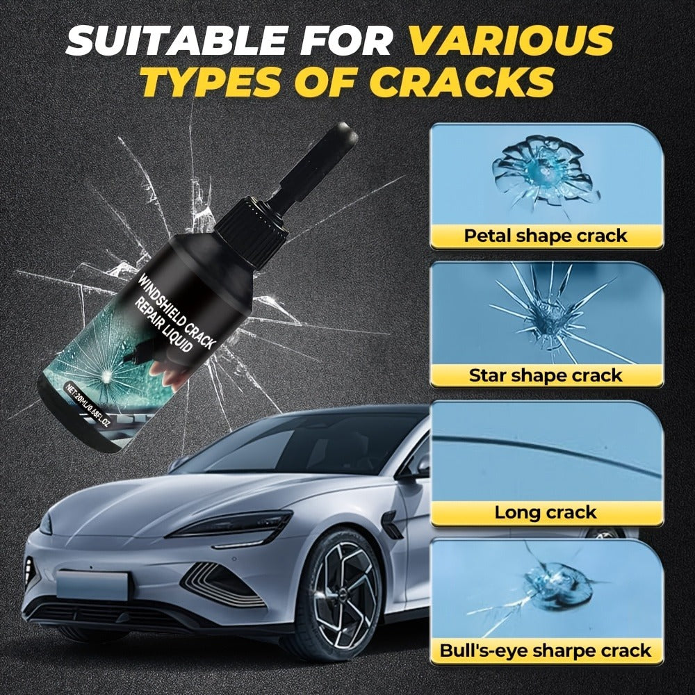 Windshield Repair Kit – Nano Resin Fix for Chips, Bullseye & Star Cracks in 15 Minutes, DIY Glass Crack Repair with Suction I