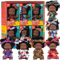 Miniature Girl Doll Set 6 Pcs 4 Inch Articulated Arms & Legs, Colorful Outfits Printed Headscarf — image 8