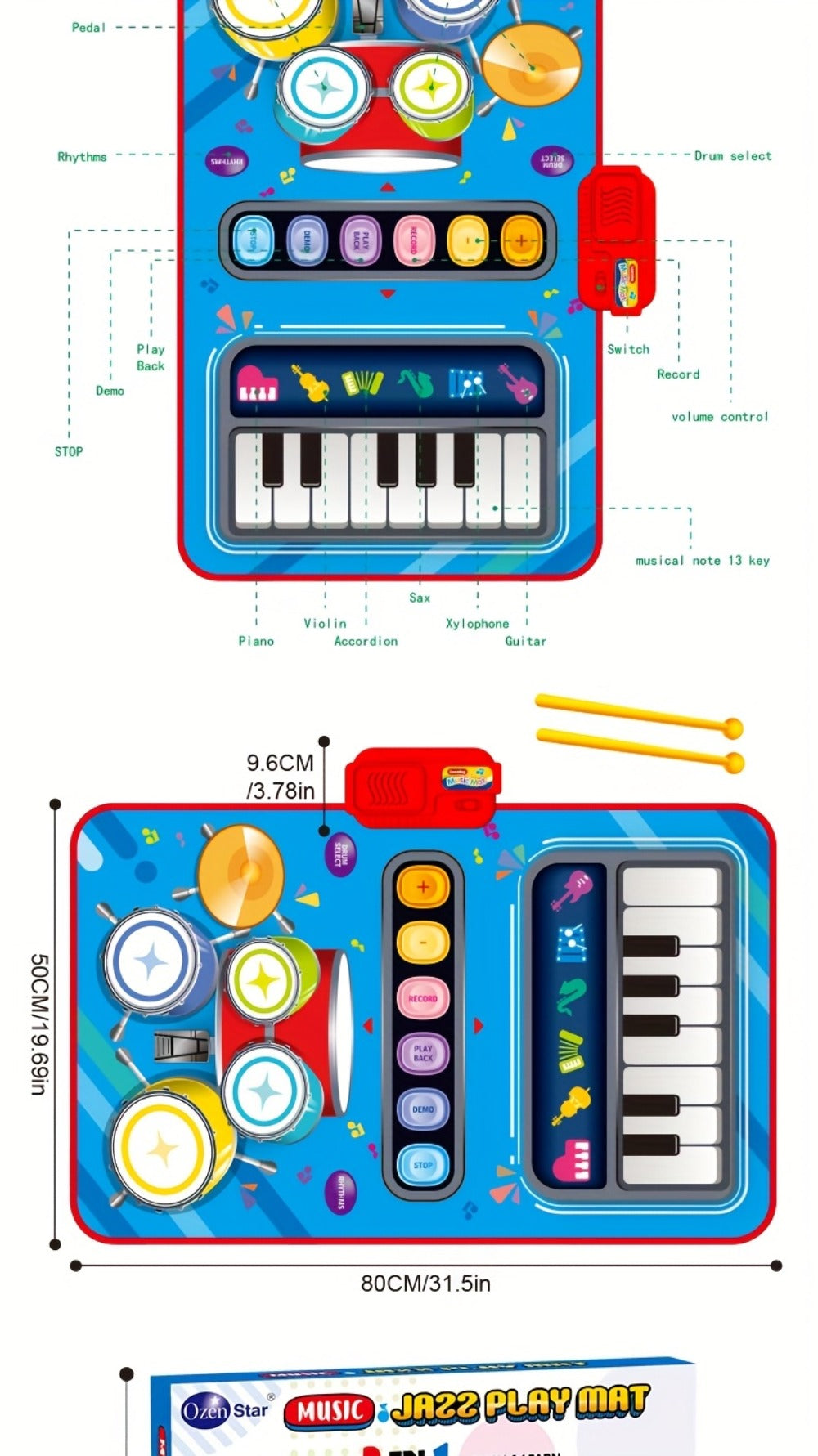 Kids Electronic Drum Music Mat, Multifunctional Musical Toy for Skill Development & Family Bonding — image 14