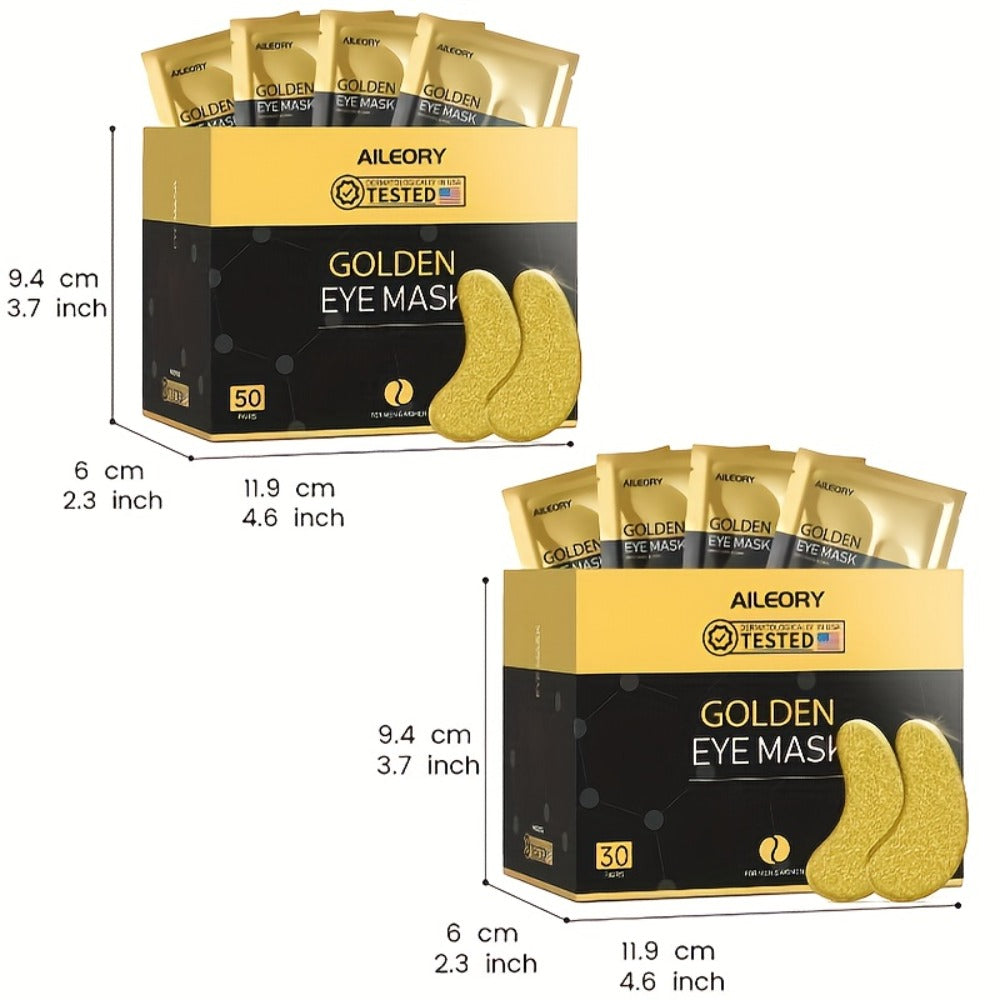 30-Pair ALIEORY Gold-Tone Under-Eye Patch Box with Individual Pouches and Collagen and Hyaluronic Acid Wording — image 4