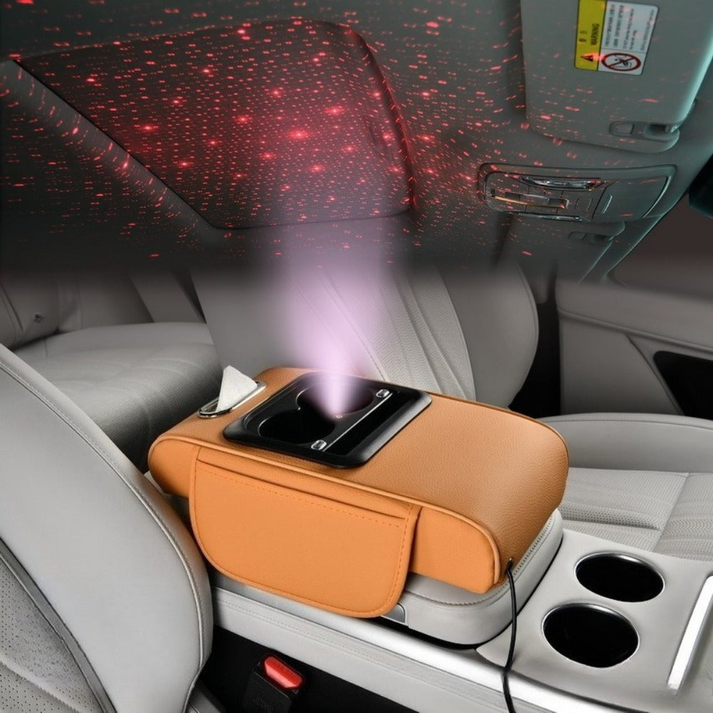 Car Armrest Box Cover Starry Sky Memory Foam Center Console Pad with Type-C USB Charging Port & Storage Pockets — image 19