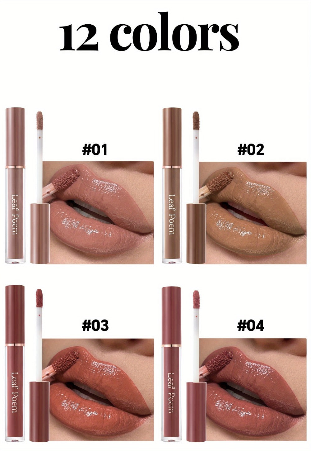 Lip Gloss Set by Leaf Poem with 12 Mixed Lip Colors, Slim Tube Applicators and Presentation Box — image 17