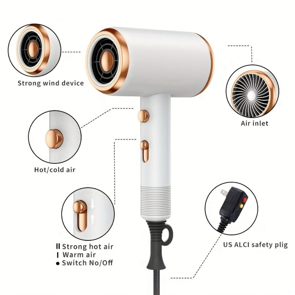 Ionic Hair Dryer 1600W with Diffuser Concentrator Nozzle 2 Speed 3 Heat Settings Cool Shot, for Home, Travel and Salon Hair S