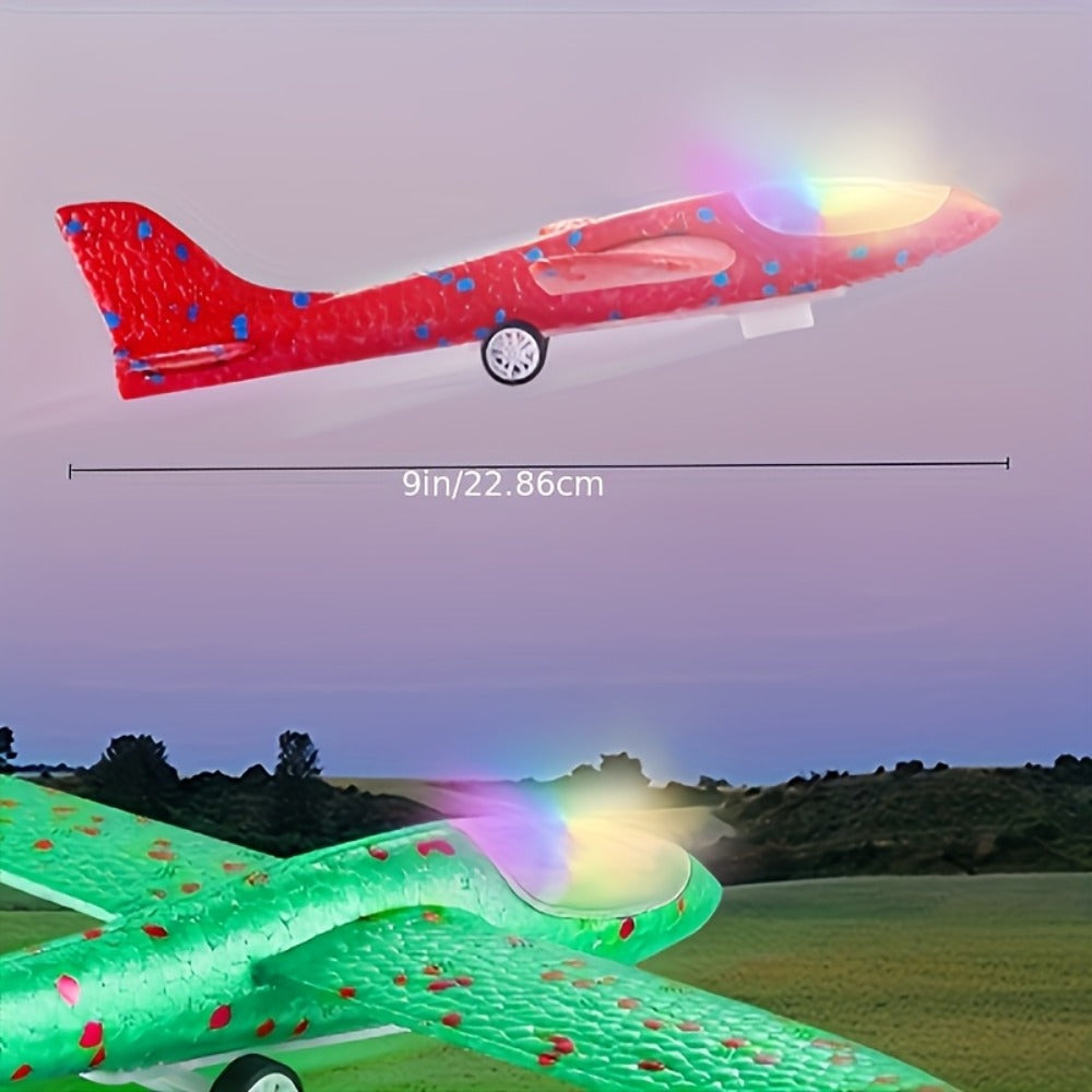 Foam Airplane Launcher Toy Set with 3 Foam Planes & Catapult, 2 Flight Modes Outdoor Flying Glider Toy for Kids Boys Girls Ag