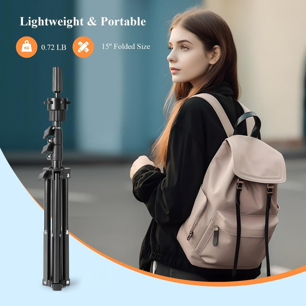 Adjustable Wig Stand Tripod 360 Rotation Aluminum Alloy Height Adjustable to 50 Inch Foldable Portable Mannequin Head Stand f