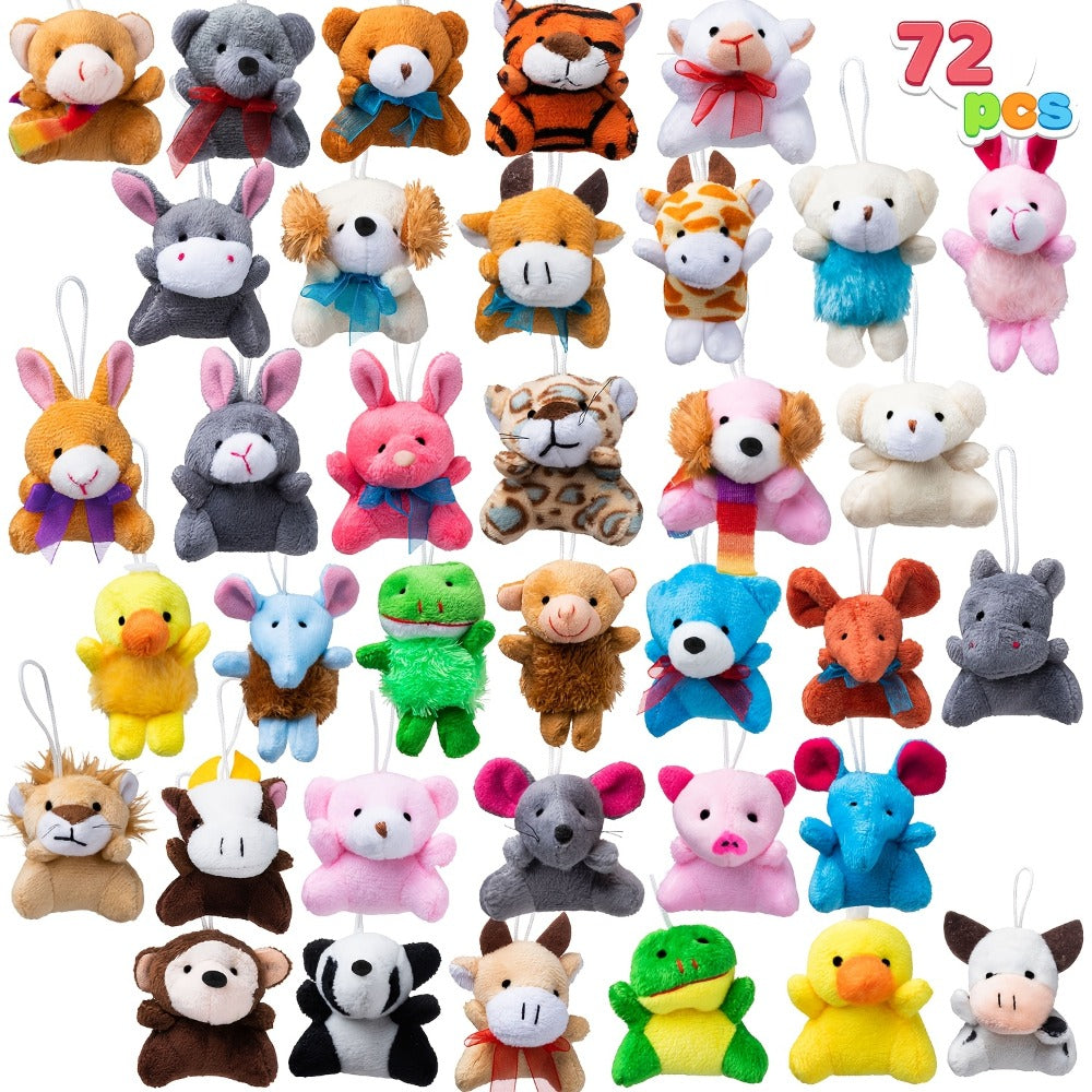 Mini Animal Plush Toy Assortment 72 Pack Bulk, 2.5-3 Inch Stuffed Animals for Party Favors, Carnival Prizes — image 1