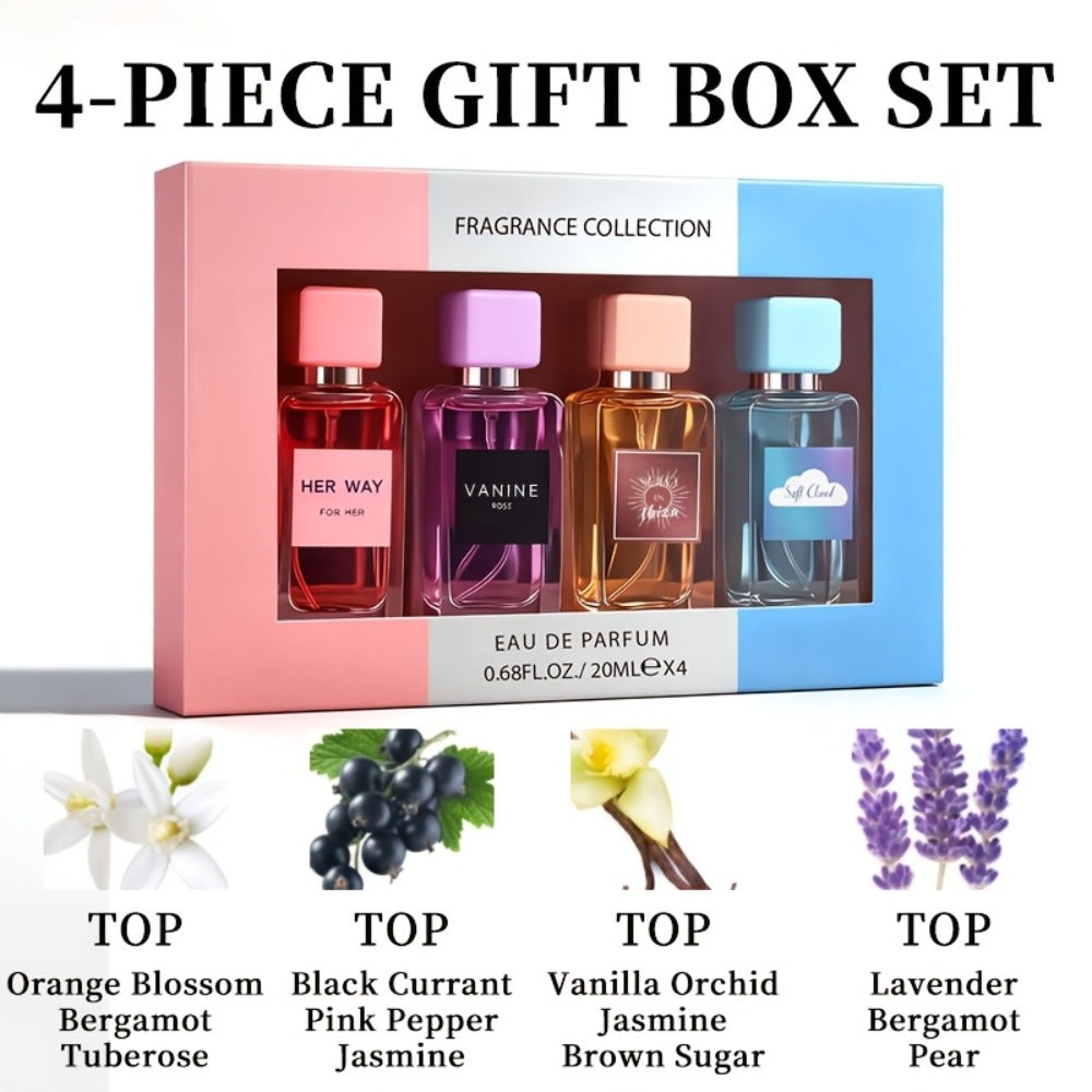 Perfume Gift Set Aroma Allure Four 20ml Eau de Parfum Sprays in Pink Blue Windowed Box for Women — image 2