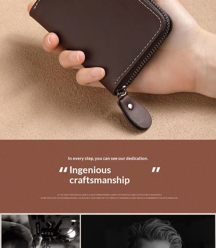 Slim Leather Men's Wallet Large Capacity Multi-Card Organizer Ultra-Thin
