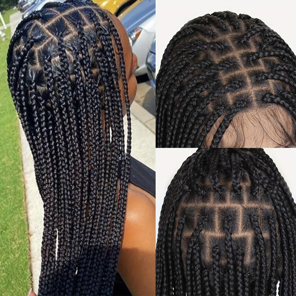 Extra-Long Natural Black Braided Wig with Full Lace Cap and 40-Inch Straight Box Braids for Styling — image 8