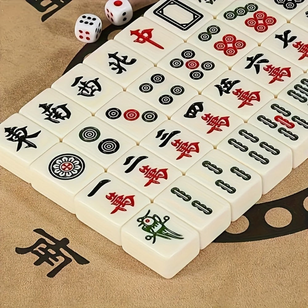 Mini Mahjong Set Portable Travel Size – Authentic Compact Mahjong Game for Family Fun, Logical Thinking & On-The-Go Entertain