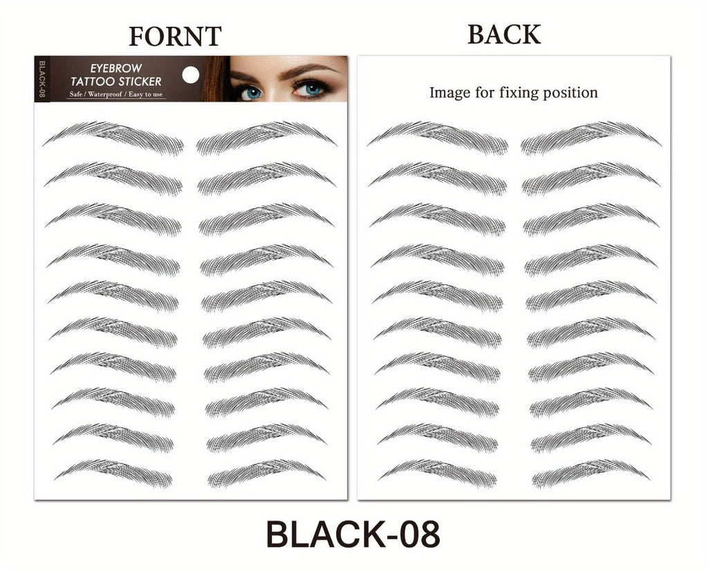 6D Eyebrow Tattoo Stickers Waterproof 8 Pcs for Women Girls, for Temporary Body Art, Festivals and Costumes — image 20