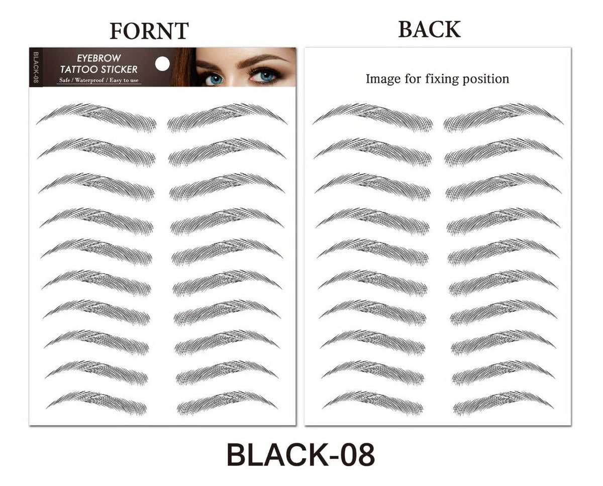 6D Eyebrow Tattoo Stickers Waterproof 8 Pcs for Women Girls, for Temporary Body Art, Festivals and Costumes — image 20