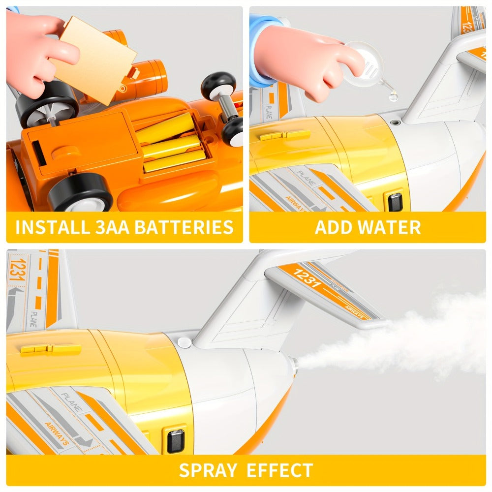 Jumbo Transport Airplane Toy for Kids with 10 Cars & Spray Mist, Cargo Plane Playset Toddler Boy Girl Birthday Gift Ages 3+ —