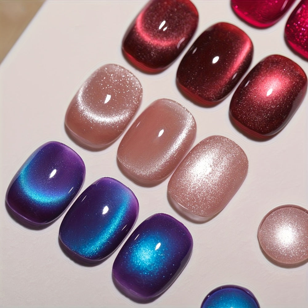 Gel Nail Polish 6-Color Berry Magnetic Cat-Eye Set in Frame Bottles with Plum-to-Magenta Shades — image 9
