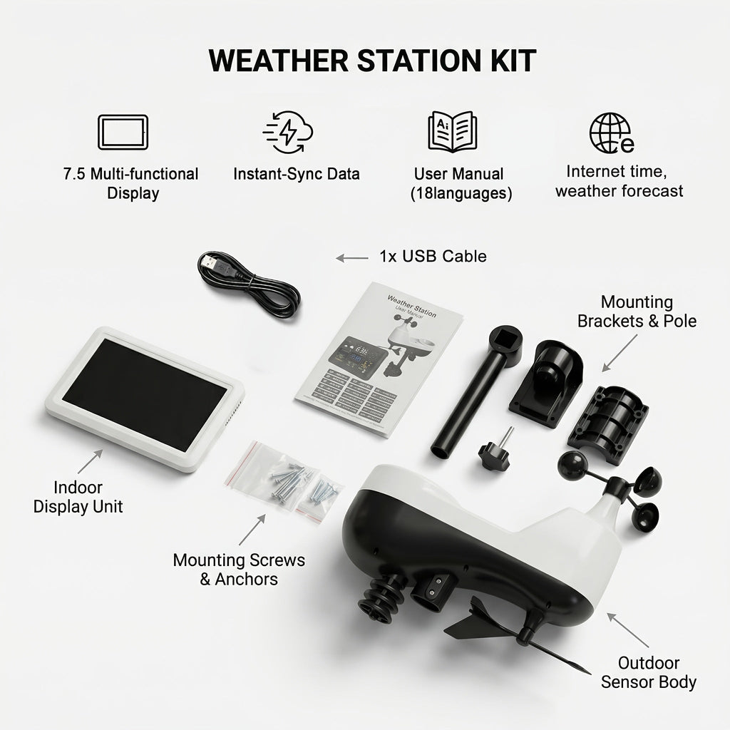 WiFi Weather Station | 7-in-1 Rain Gauge Wind Speed App Forecast — image 18