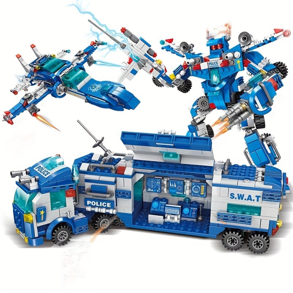 City Police Building Blocks Set 700 Pieces, Patrol Car Truck with Action Figures, Brick Toy for Boys Role Play STEM — image 8