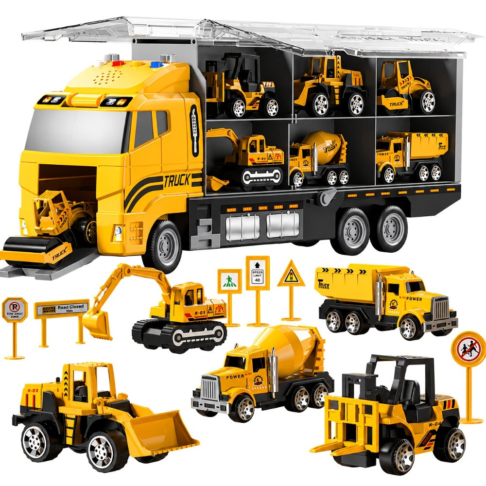 13-in-1 Construction Truck Vehicle Toy Set with Die-Cast Metal Cars & Play Mat with the Listed Color, Size or Set Options for